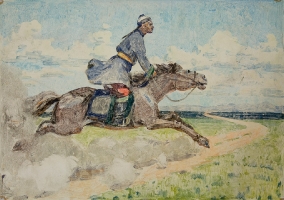 Dorjkhand.B - Galloping on a brown horse Dorjkhand.B - Galloping on a brown horse